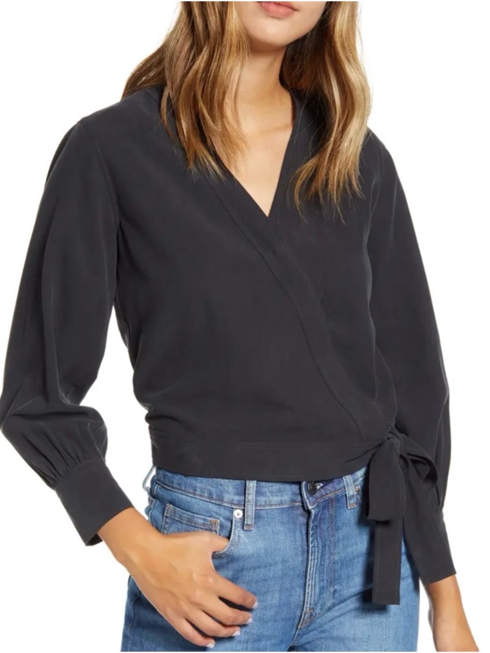 Everlane Washable Silk Wrap Shirt
